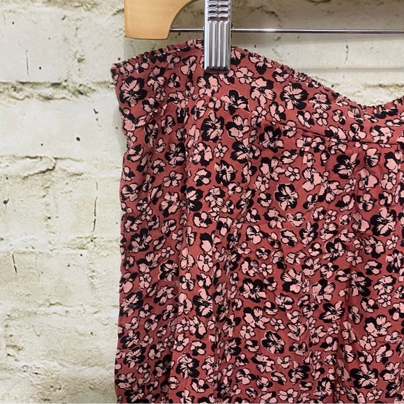 Nine West Pink Floral Print Stretch Waist Midi Skirt - Picture 2 of 6